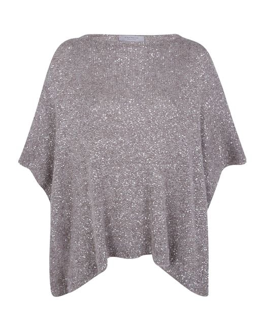 D.exterior Gray Crystal-Embellished Knit Top