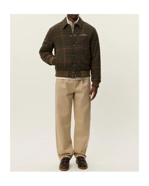 Les Deux Brown Houndstooth Wool Bomber Jacket for men