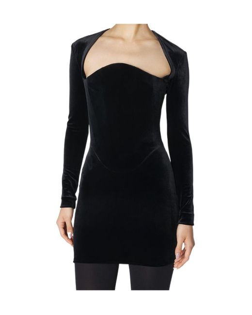 Mugler Black Long-Sleeve Mini Dress