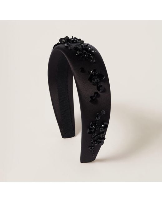Miu Miu Black Embellished Duchesse Hairband