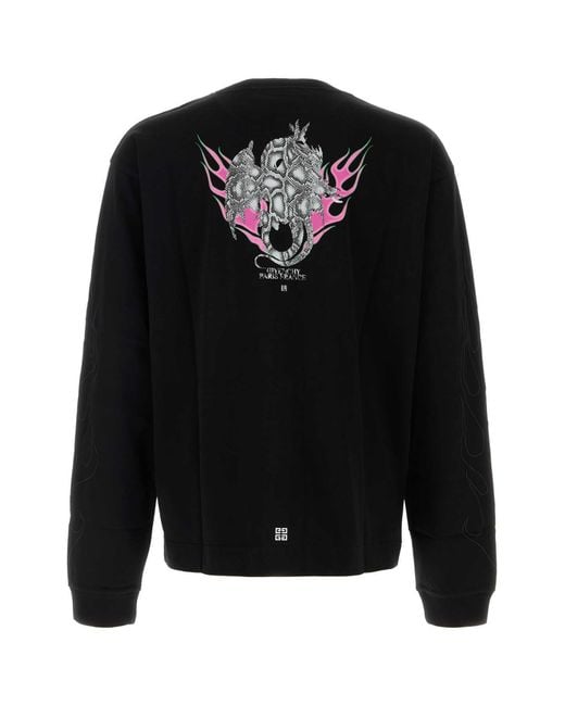 Givenchy Black Logo Embroidered Long-Sleeved T-Shirt for men