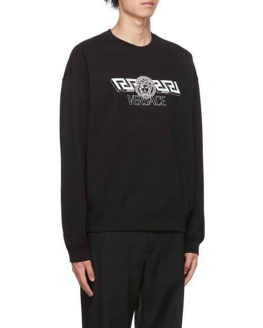 Versace Black Medusa Head Motif Crewneck Sweatshirt for men