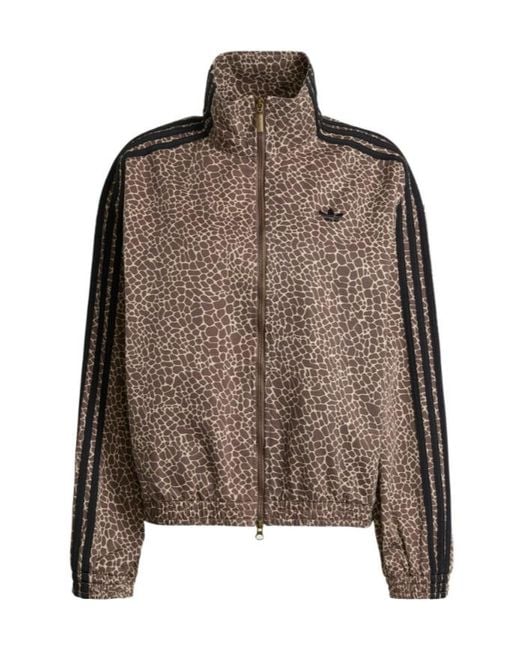 Adidas Originals Brown Three Stripe Animal Print Jacket