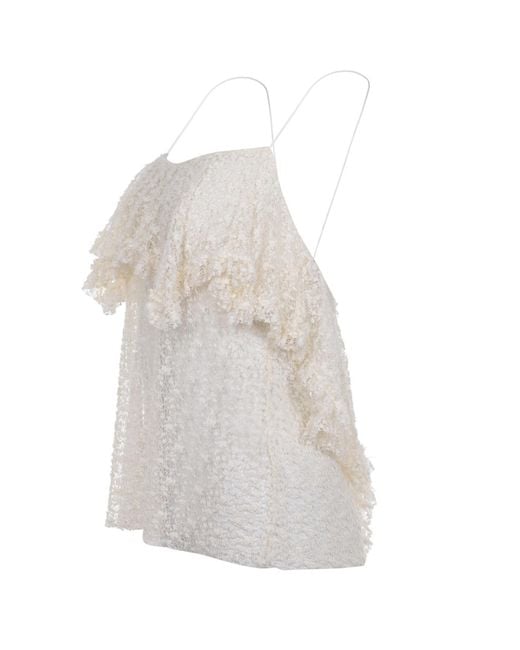 Philosophy Di Lorenzo Serafini White Lace Top With Ruffles