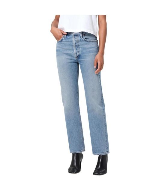 Agolde Blue 90's Pinch Waist High Rise Straight