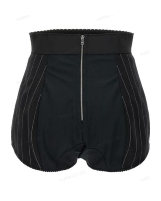 Dolce & Gabbana Black High-Waisted Pinstripe Shorts