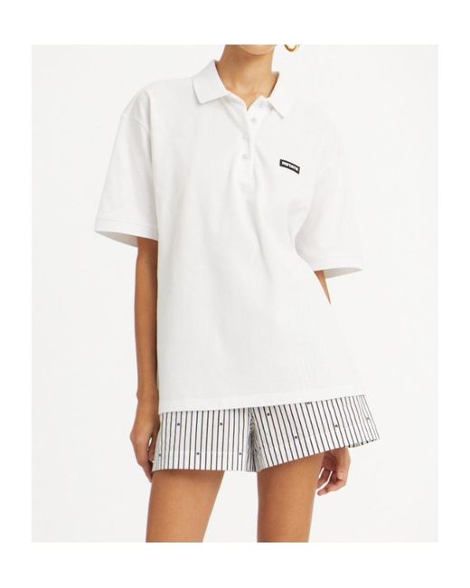 ROTATE BIRGER CHRISTENSEN White Short-Sleeved Logo Polo Shirt
