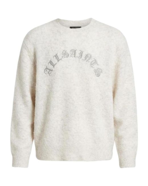AllSaints White Curv Embroidered Sweater for men