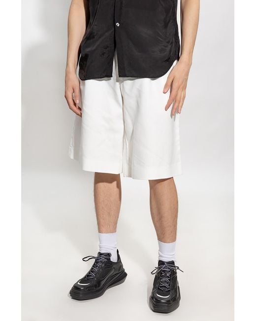 Comme des Garçons White Pleated Wide-Leg Bermuda Shorts for men