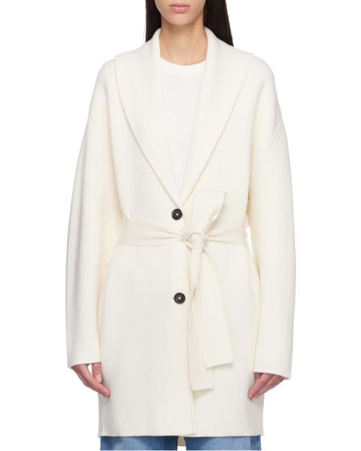 Totême Gray Totême Single-Breasted Belted Coat