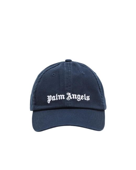 Palm Angels Blue Logo Embroidered Baseball Cap for men