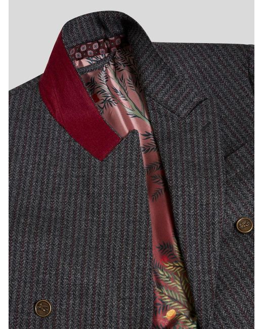 Etro Black Long-Sleeved Double-Breasted Blazer for men