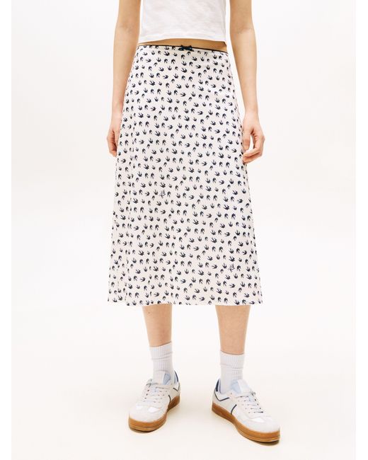 Tommy Hilfiger White Trim Midi Skirt