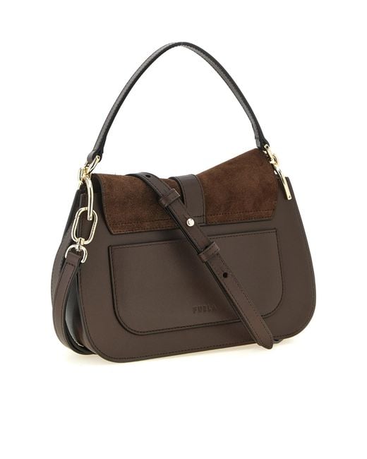 Furla Brown Suede Shoulder Bag