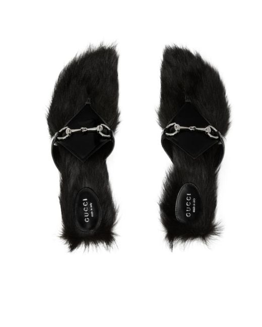Gucci Black Horsebit Thong Sandals