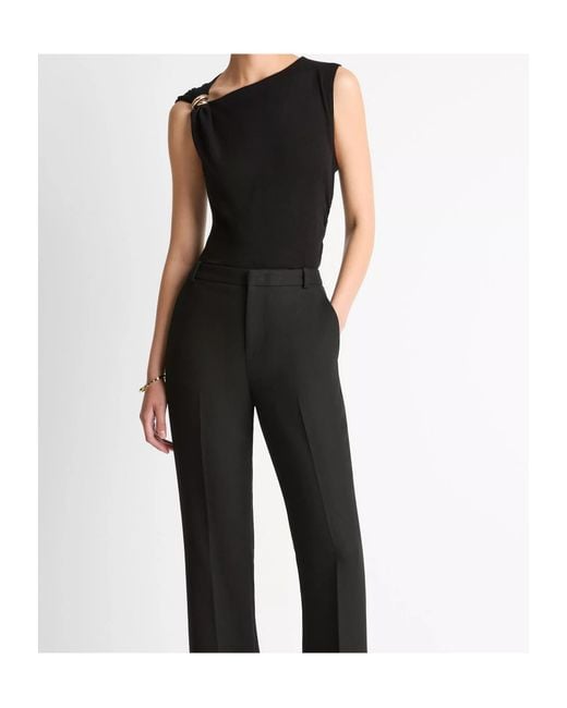 Vince Black Draped Gathered Blouse