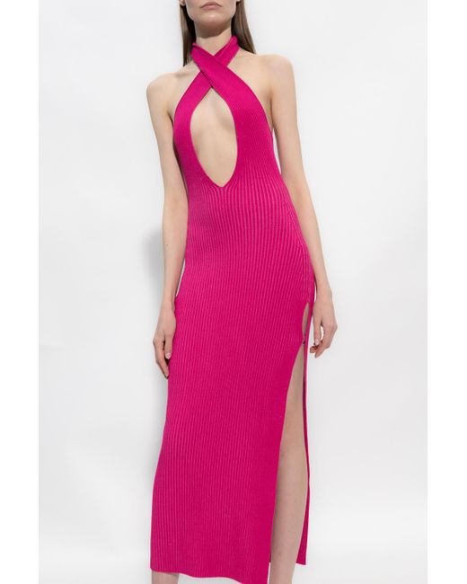 M I S B H V Pink Cut-Out Detail Long Dress