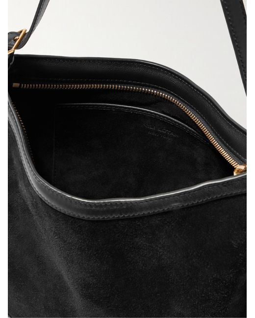 Nili Lotan Black Trimmed Suede Shoulder Bag