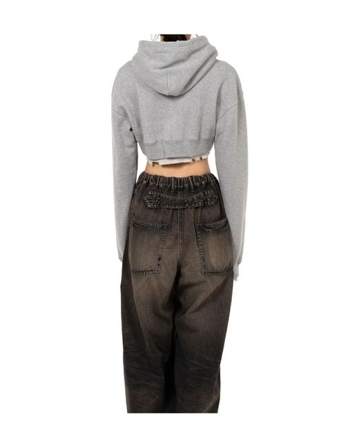 Maison Mihara Yasuhiro Gray Cropped Hoodie