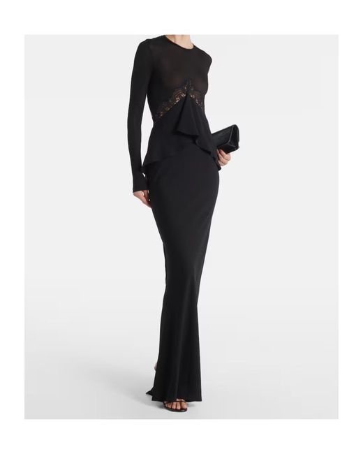 Christopher Esber Black Endrey Disconnect Lace-Trimmed Gown