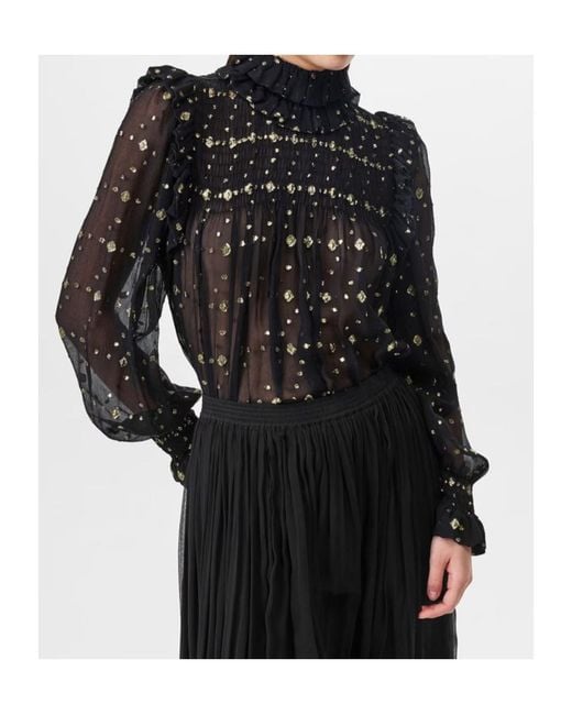 Saint Laurent Black Ruffled Long Sleeve Blouse