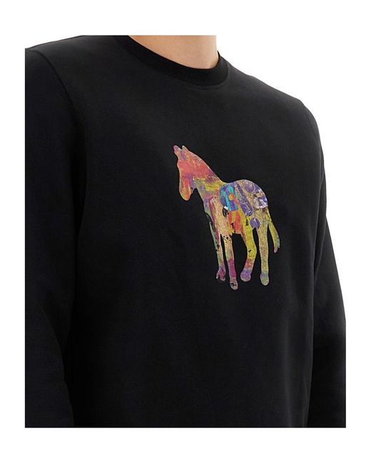 Paul Smith Black Ps Paul Smith Zebra Printed Crewneck Sweatshirt for men