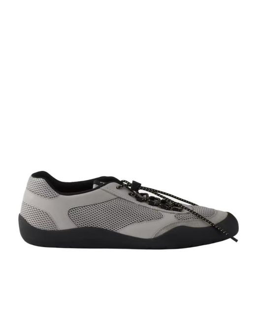 Prada Black Speedrock Leather And Mesh Fabric Sneakers for men