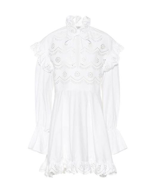 Philosophy Di Lorenzo Serafini White Logo High-Necked Hollowed-Out Dress