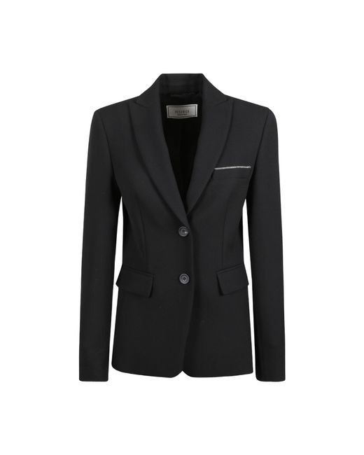 Peserico Black Single-Breasted Tailored Blazer