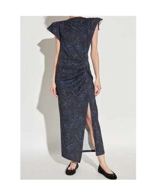 Isabel Marant Blue Printed Side-Split Dress