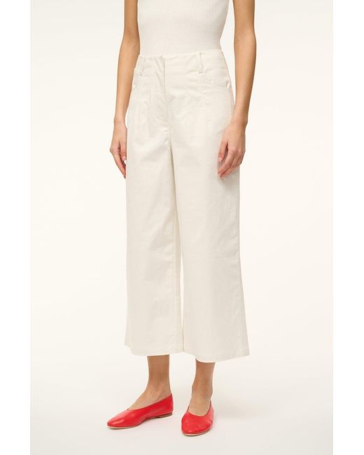 Staud White Belt-Loop Casual Pants