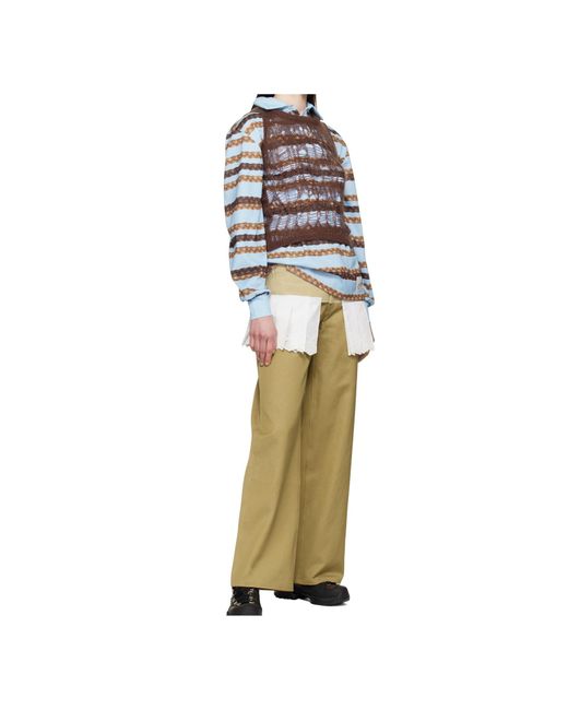 ANDERSSON BELL Metallic Lace-Pleats Trousers