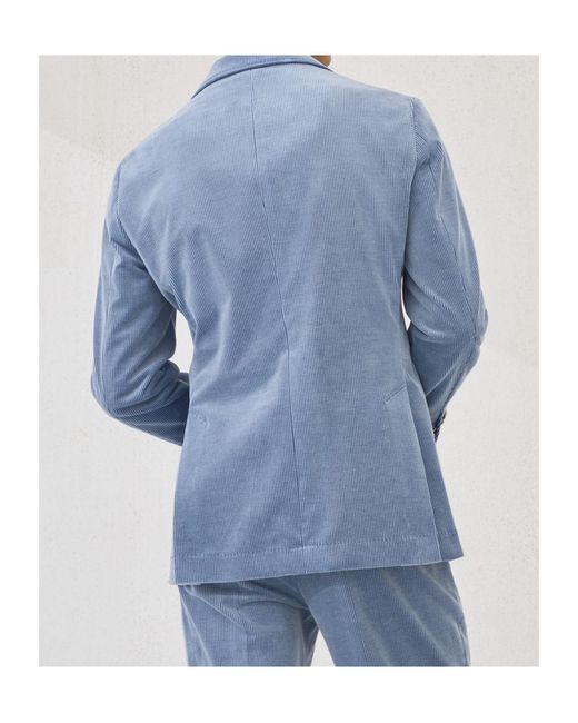 Brunello Cucinelli Blue Corduroy Single-Breasted Blazer for men