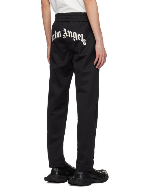 Palm Angels Black Curved Logo Printed Sweatpants for men