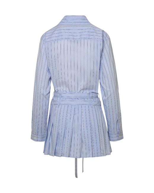 Ambush Blue Striped Belted Mini Shirt Dress