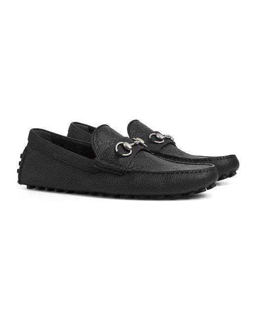 Gucci Black Horsebit Detailed Drivers for men