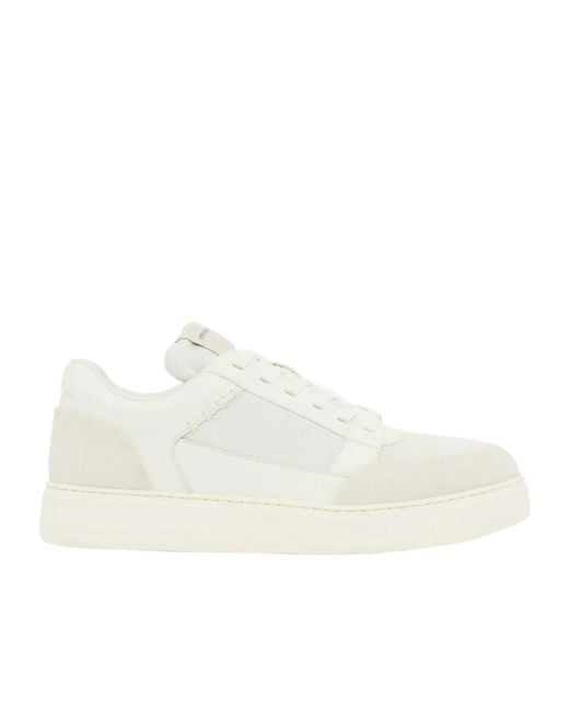 Emporio Armani White Panelled Low-Top Sneakers for men