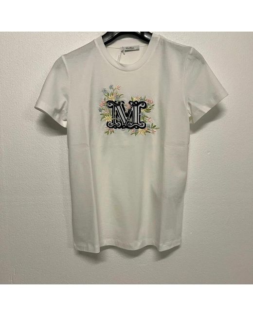 Max Mara White Logo Embroidered T-Shirt