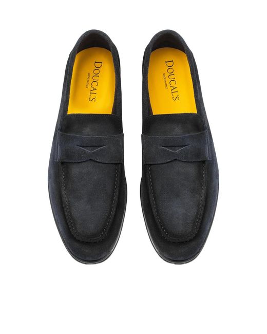 Doucal's Black Nottingham Penny Slot Loafers for men