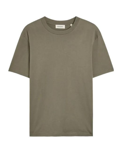 FRAME Green Round Neck T-Shirt for men