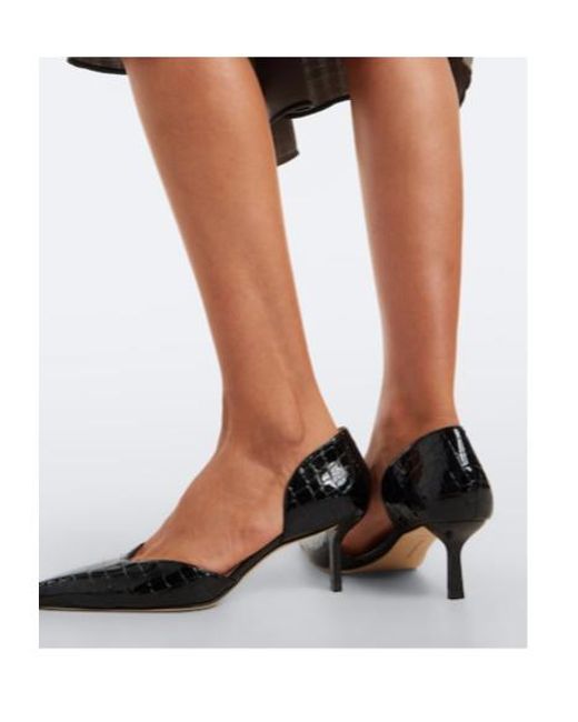 Victoria Beckham Black Crocodile-Effect Leather High Heels