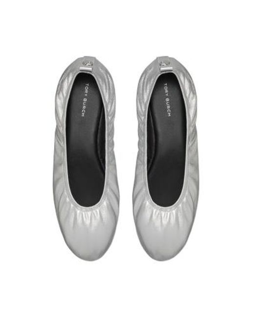 Tory Burch White Eddie 2.0 Ballerina Shoes