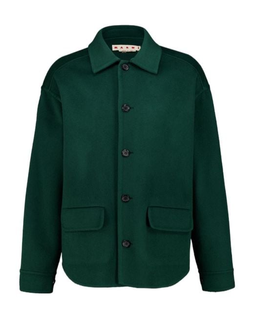 Marni Green Long-Sleeved Casual Jacket for men