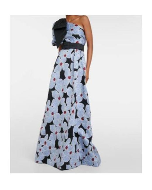 Rebecca Vallance Blue Georgina Floral Brocade Gown