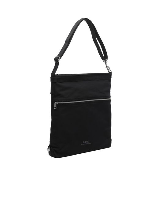 A.P.C. Black Zip Pocket Messenger Bag for men