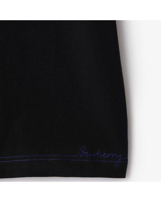 Burberry Black Logo Embroidered Crewneck T-Shirt for men