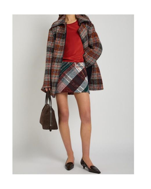 Missoni Red Tartan Wool-Blend Mini Skirt