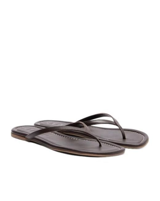 Staud Brown Freja Leather Thong Sandals