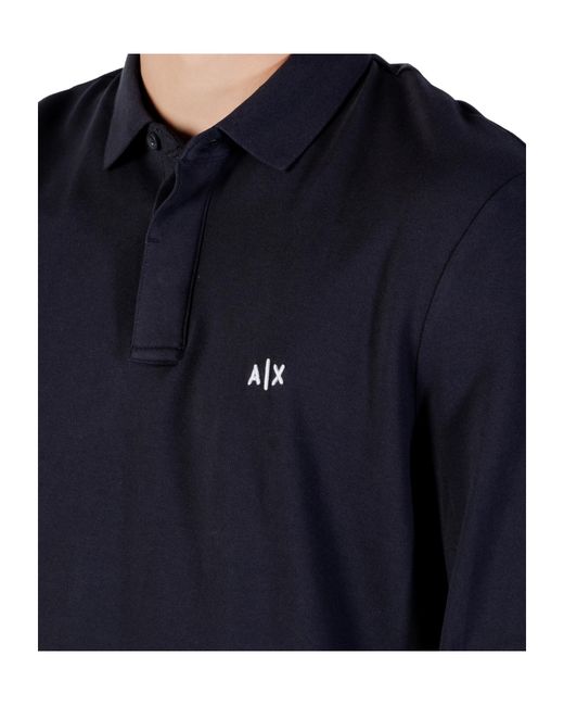 ARMANI EXCHANGE Black Long-Sleeved Polo Shirt for men