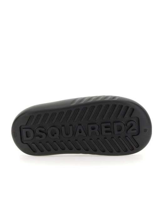DSquared² Black Logo Embossed Slip-On Slides for men